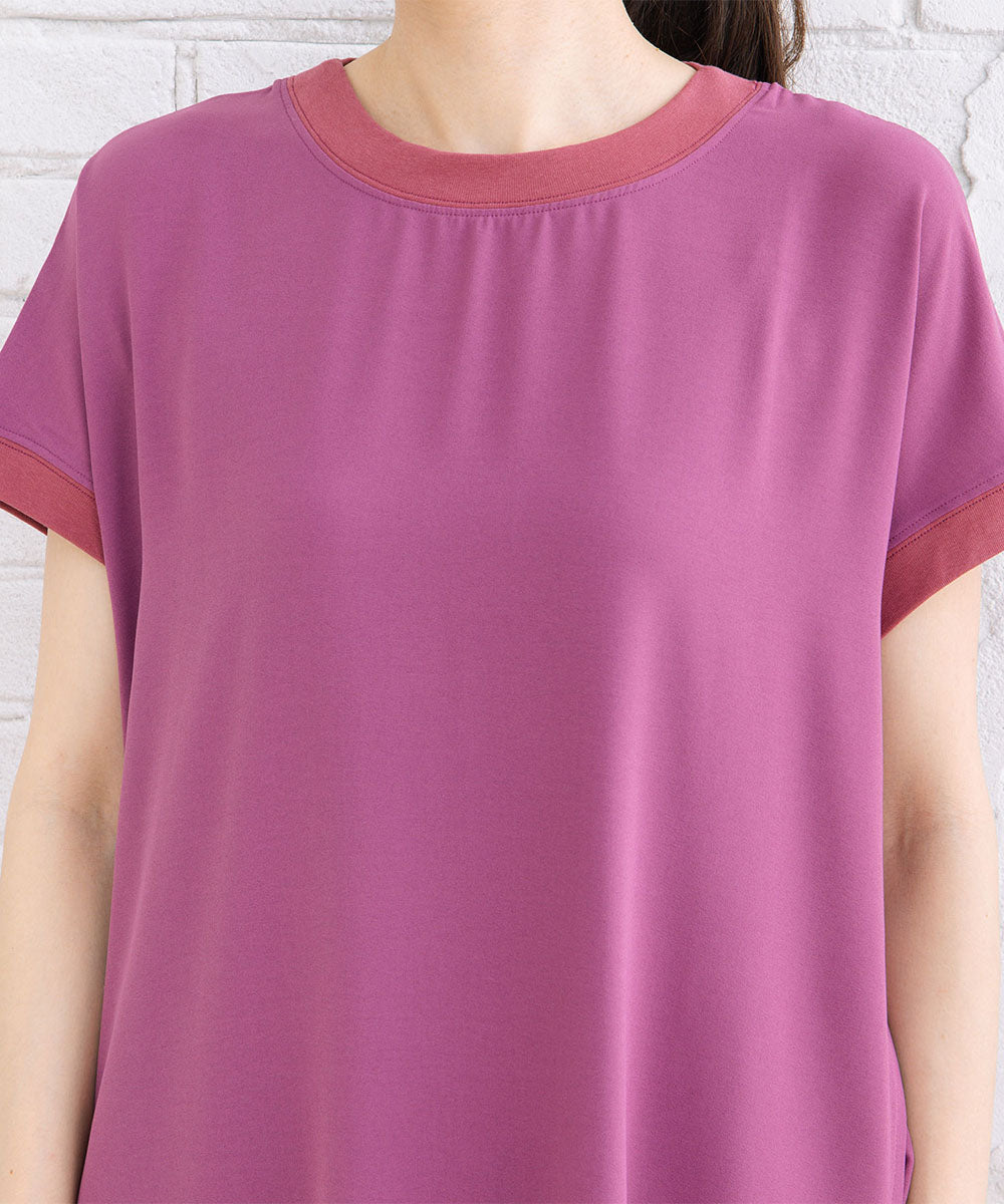 30-9697　【COOL・UV・防シワ】スムースジョーゼットリブワンピース