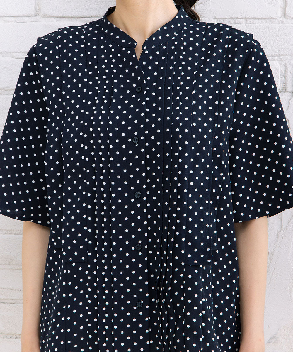 21号(6L～) FONTLAB タックジョーゼットドットブラウス