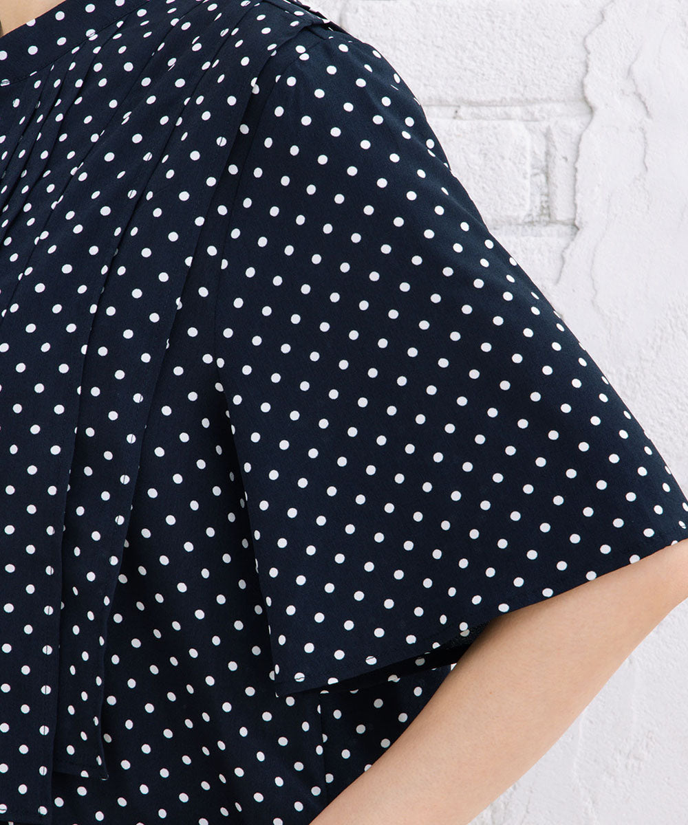 21号(6L～) FONTLAB タックジョーゼットドットブラウス