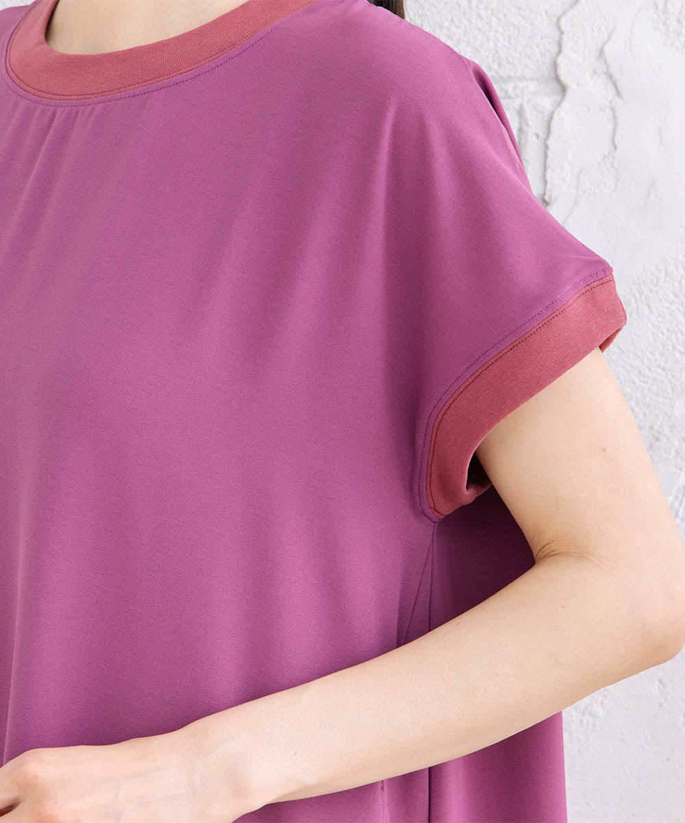 30-9697　【COOL・UV・防シワ】スムースジョーゼットリブワンピース