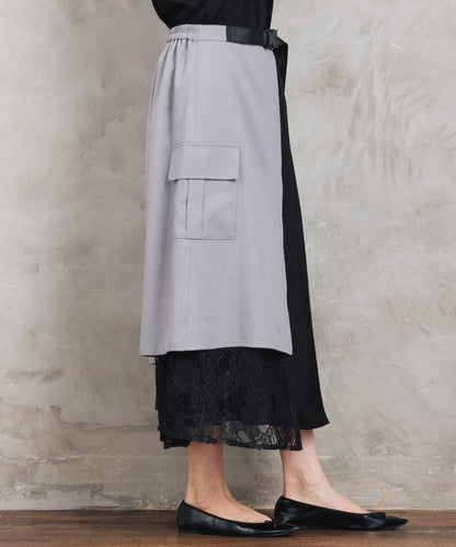 BLANC basque [Rogique]アシンメトリーラップ風レースドッキングスカート【先行予約】