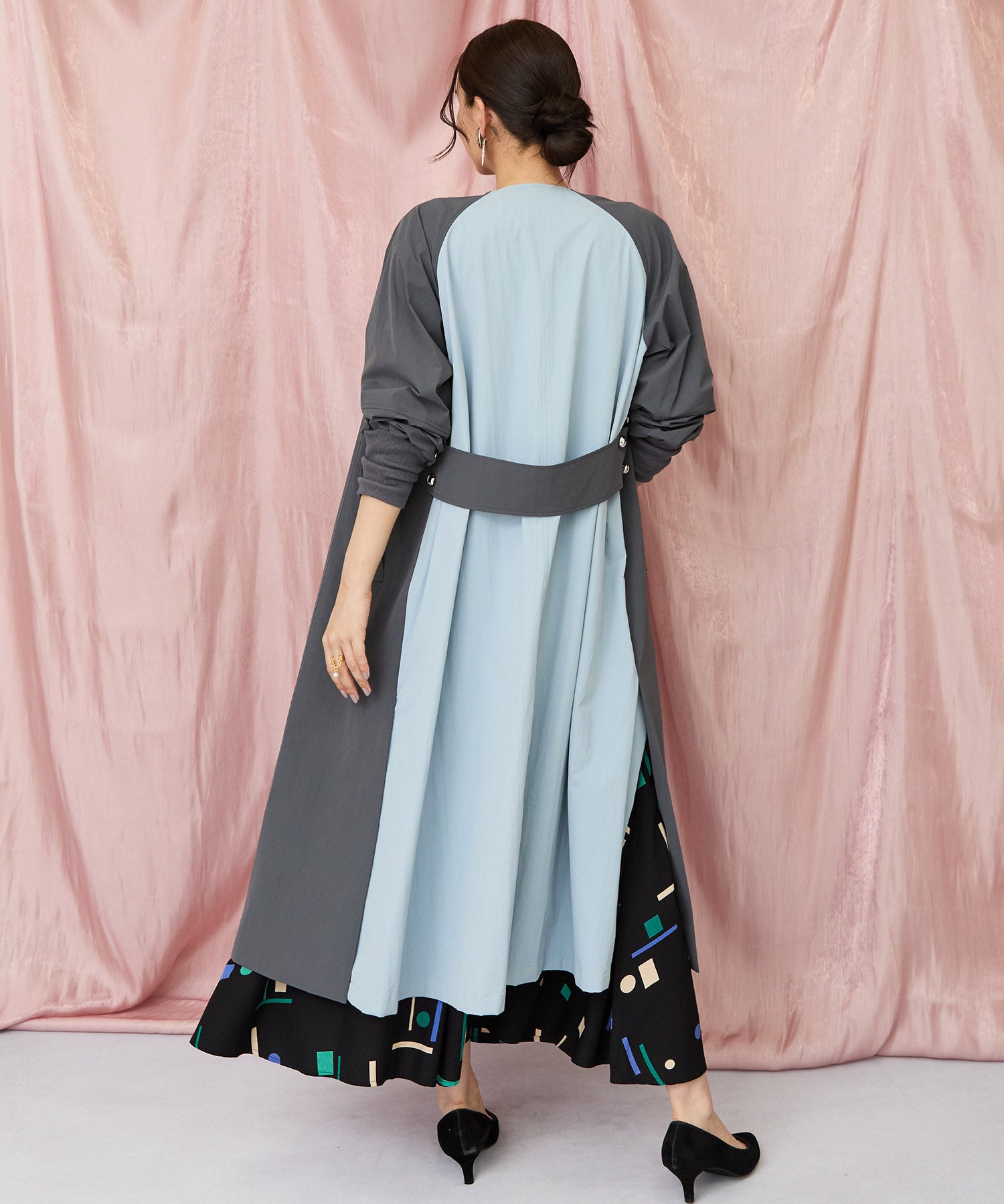 71-5584【FONT LAB】バイカラーリブスリーブコート