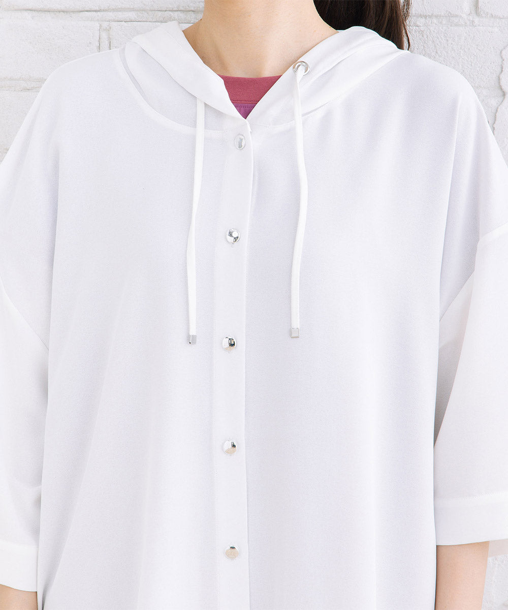 23-5475　【COOL・UV・防シワ】スムースジョーゼットフーディブルゾン【先行予約】