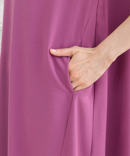 30-9697　【COOL・UV・防シワ】スムースジョーゼットリブワンピース