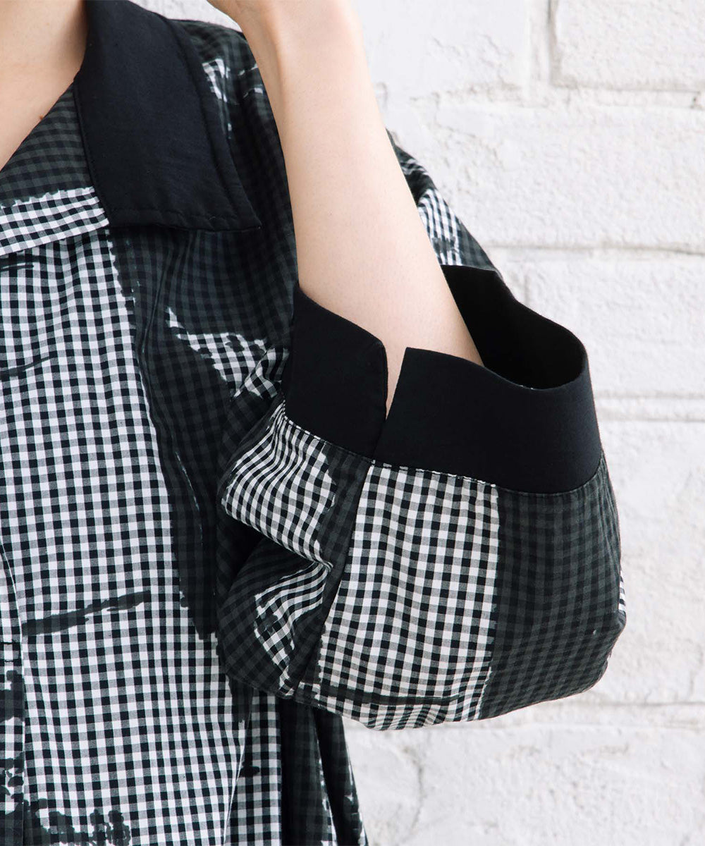 K COLLECTION ギンガムチェック×プリントワンピース