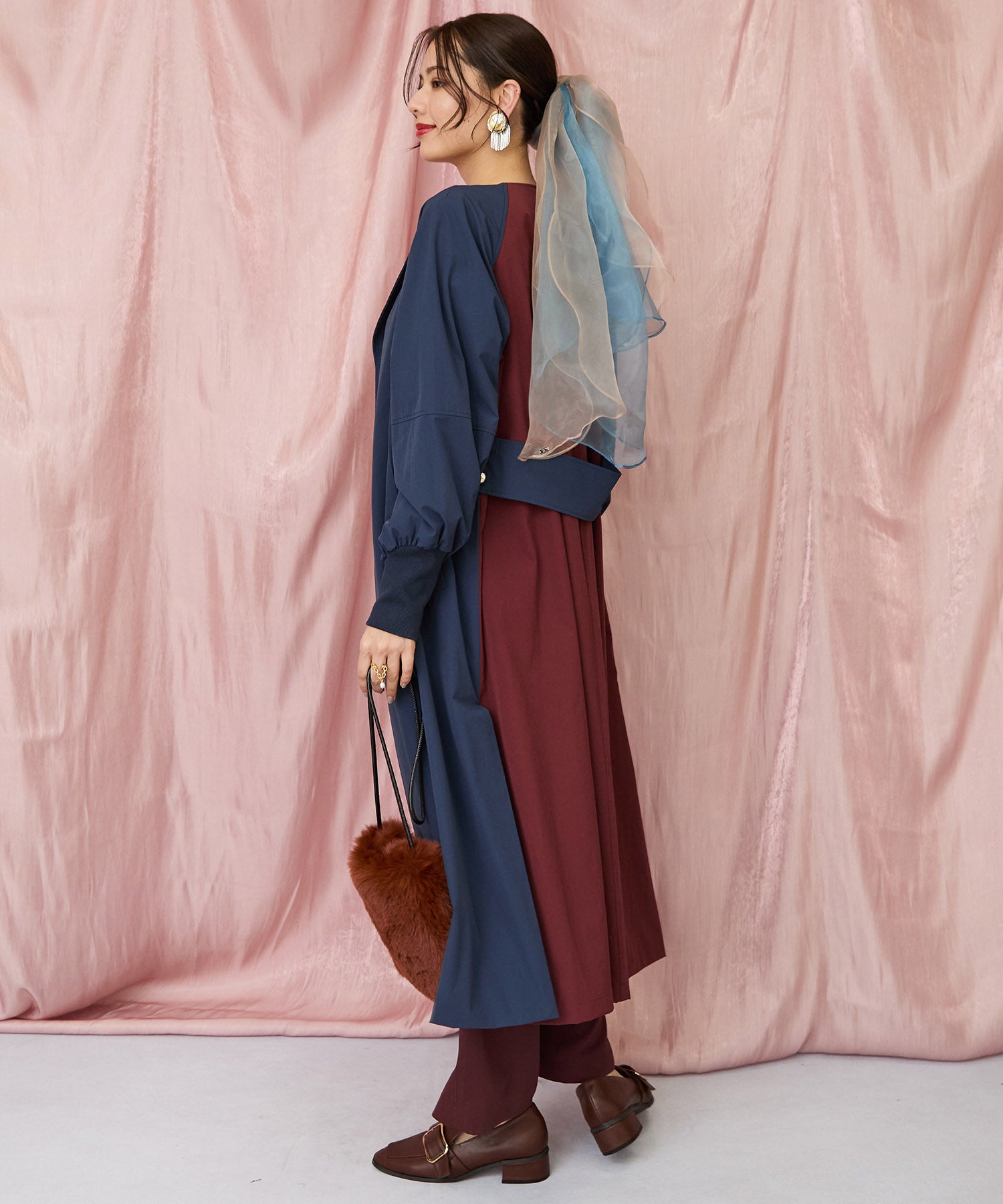 71-5584【FONT LAB】バイカラーリブスリーブコート