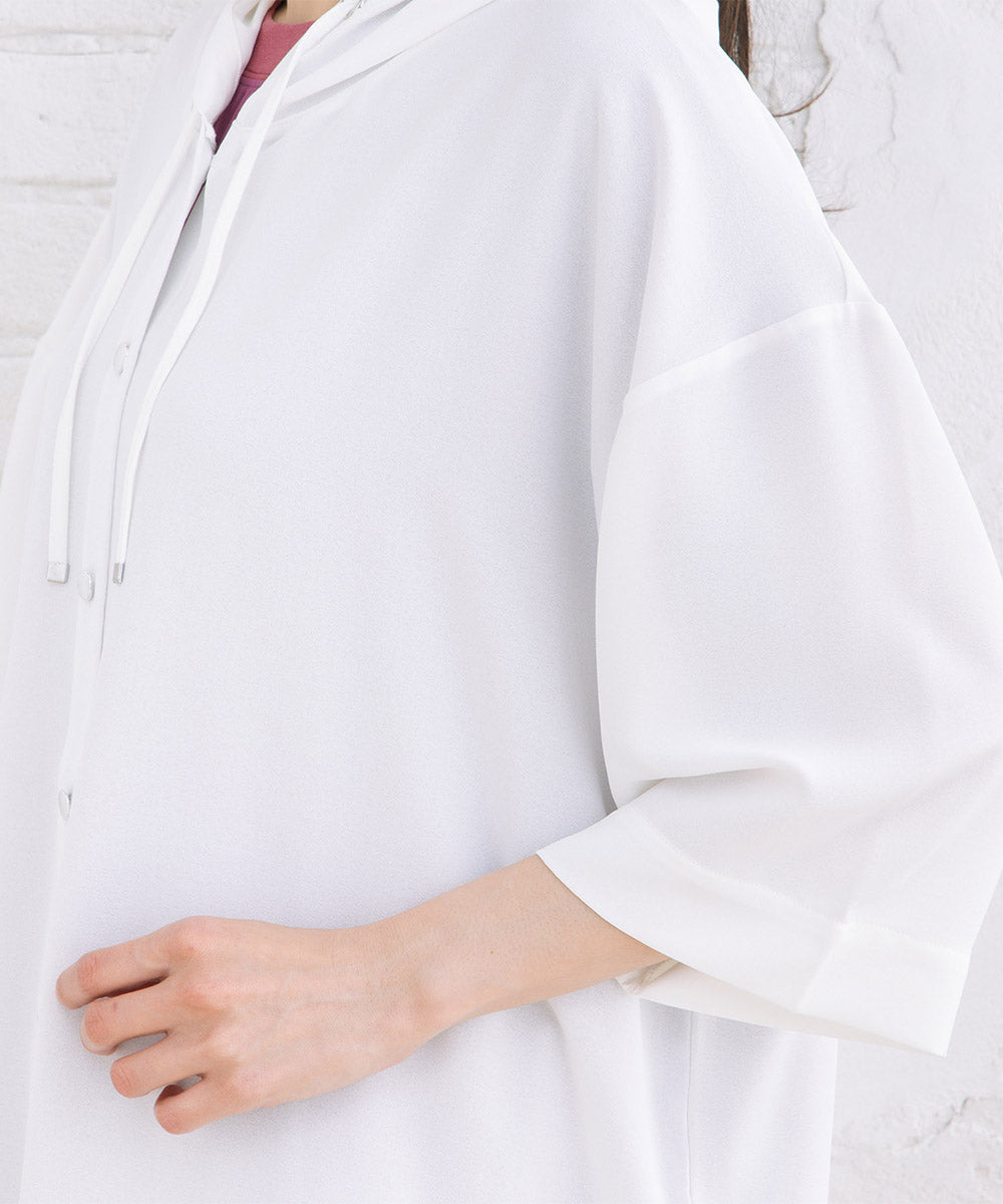 23-5475　【COOL・UV・防シワ】スムースジョーゼットフーディブルゾン【先行予約】