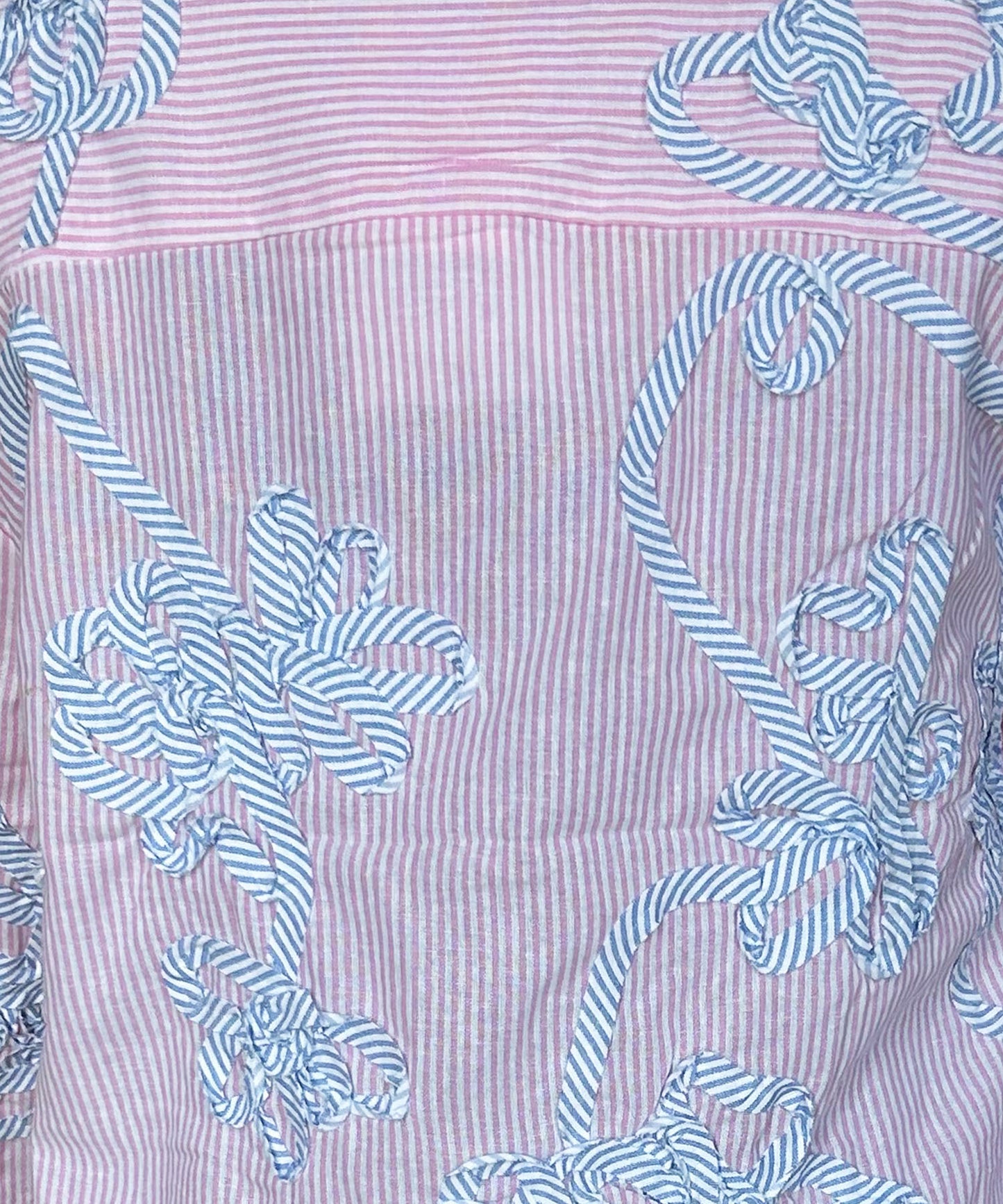 【NUMPH】フラワーコード刺繍ストライプシャツ
