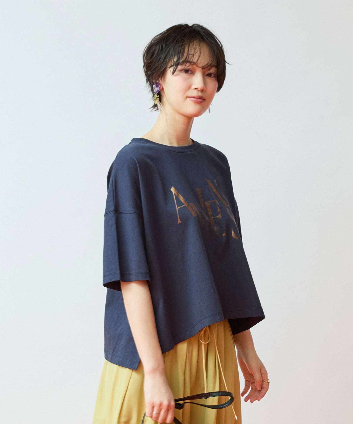 【FONT LAB】ワイドシルエットメタリックロゴＴシャツ