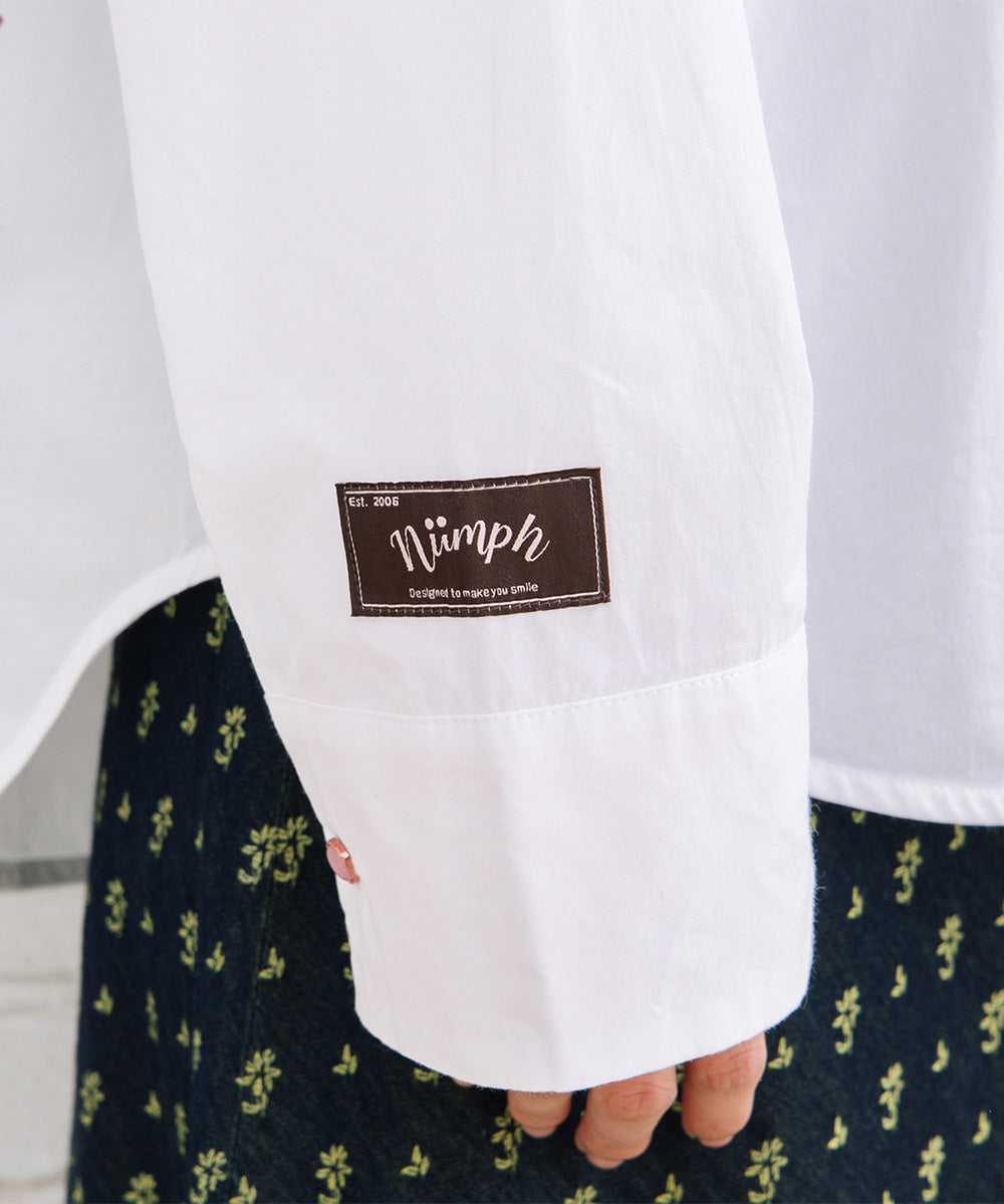 NUMPH ドローイングフラワープリントシャツ