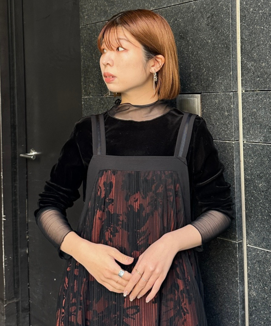 【FONT LAB】シアーベロアチュールコンビハイネック