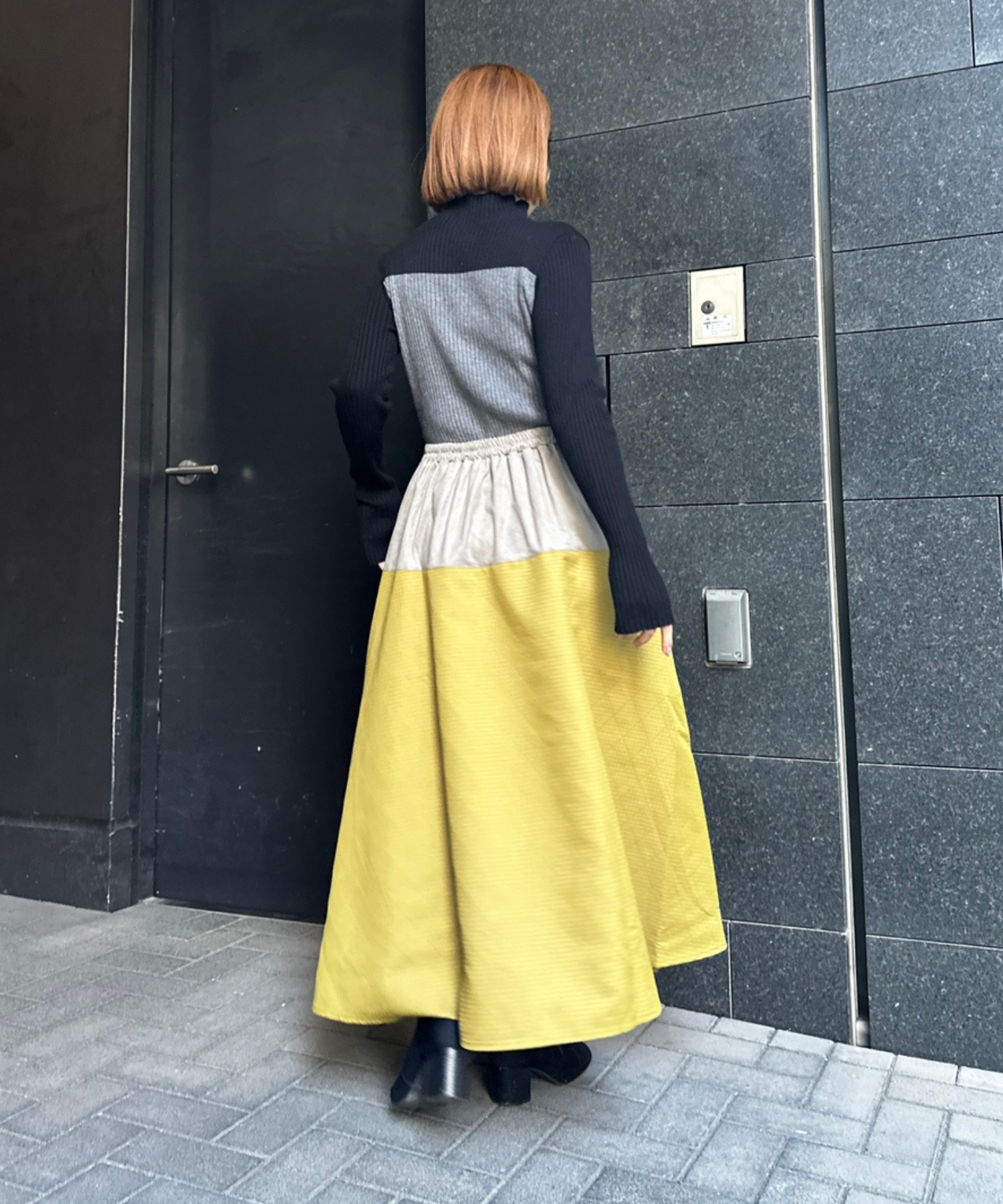 【FONT LAB】異素材コンビスウェードスカート