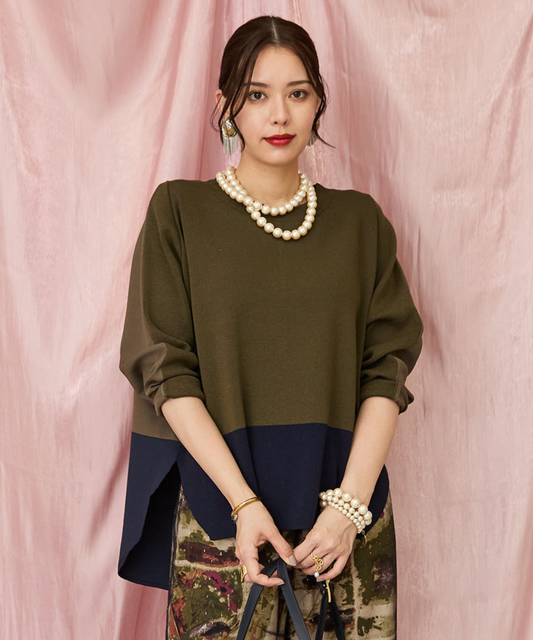 レディース ニットトップス 異素材コンビ バイカラー ｜JETSET SOLO PLUS(ジェットセットソロプラス) 公式通販｜レディース ファッション きれいめカジュアル