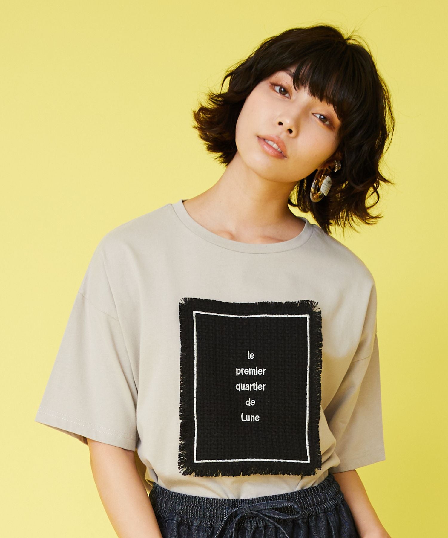 【FONT LAB】パッチワークツイードTシャツ