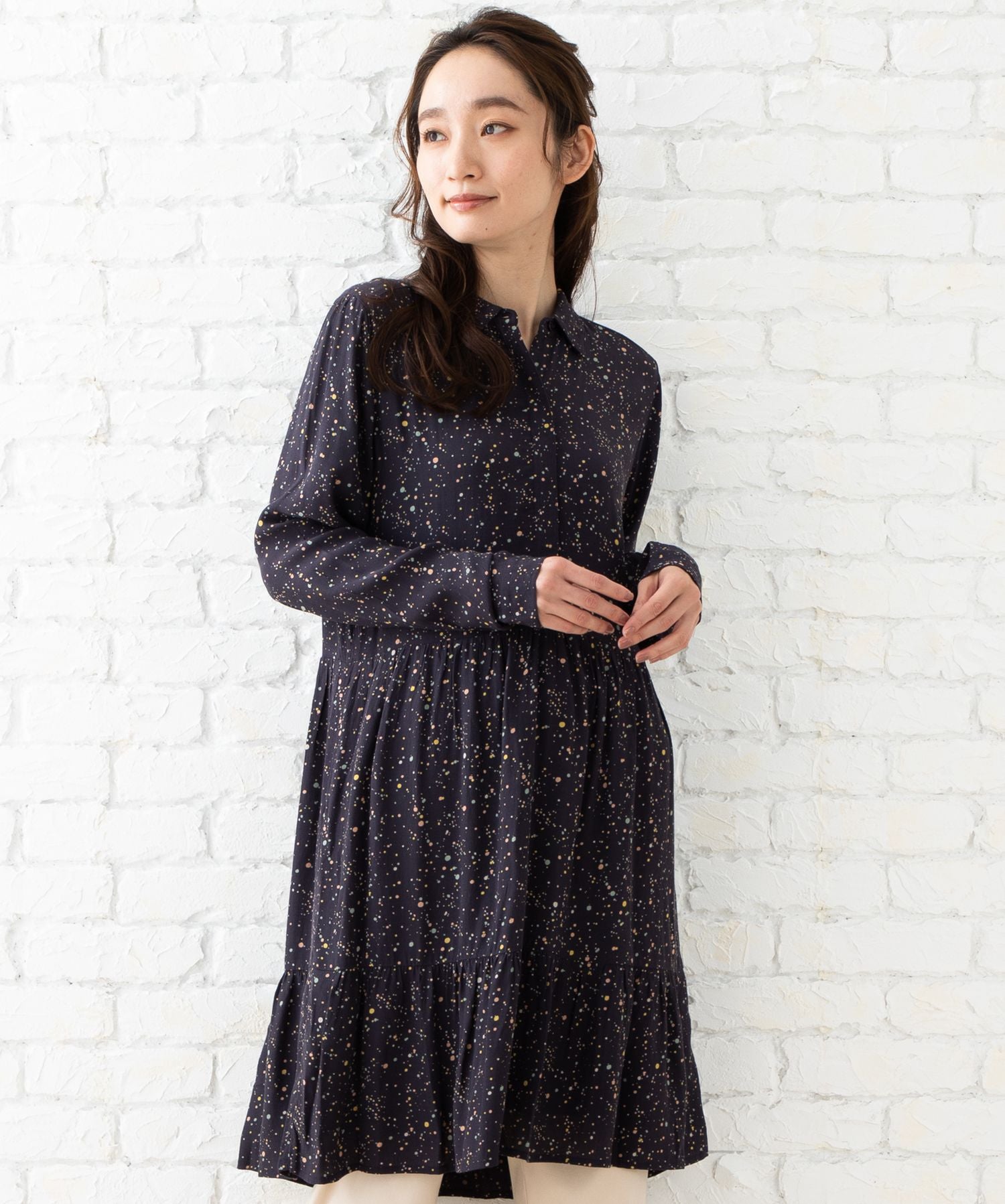 indi & cold カラフルドットワンピース