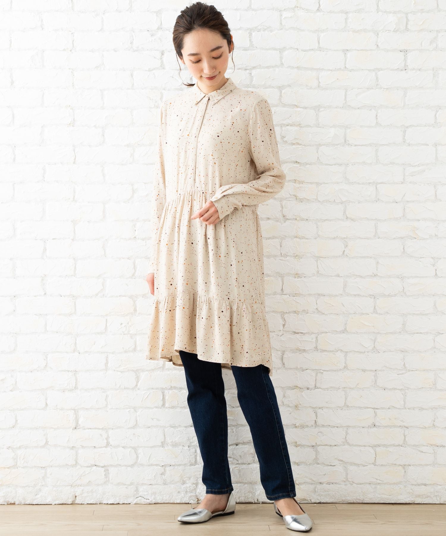 indi & cold カラフルドットワンピース