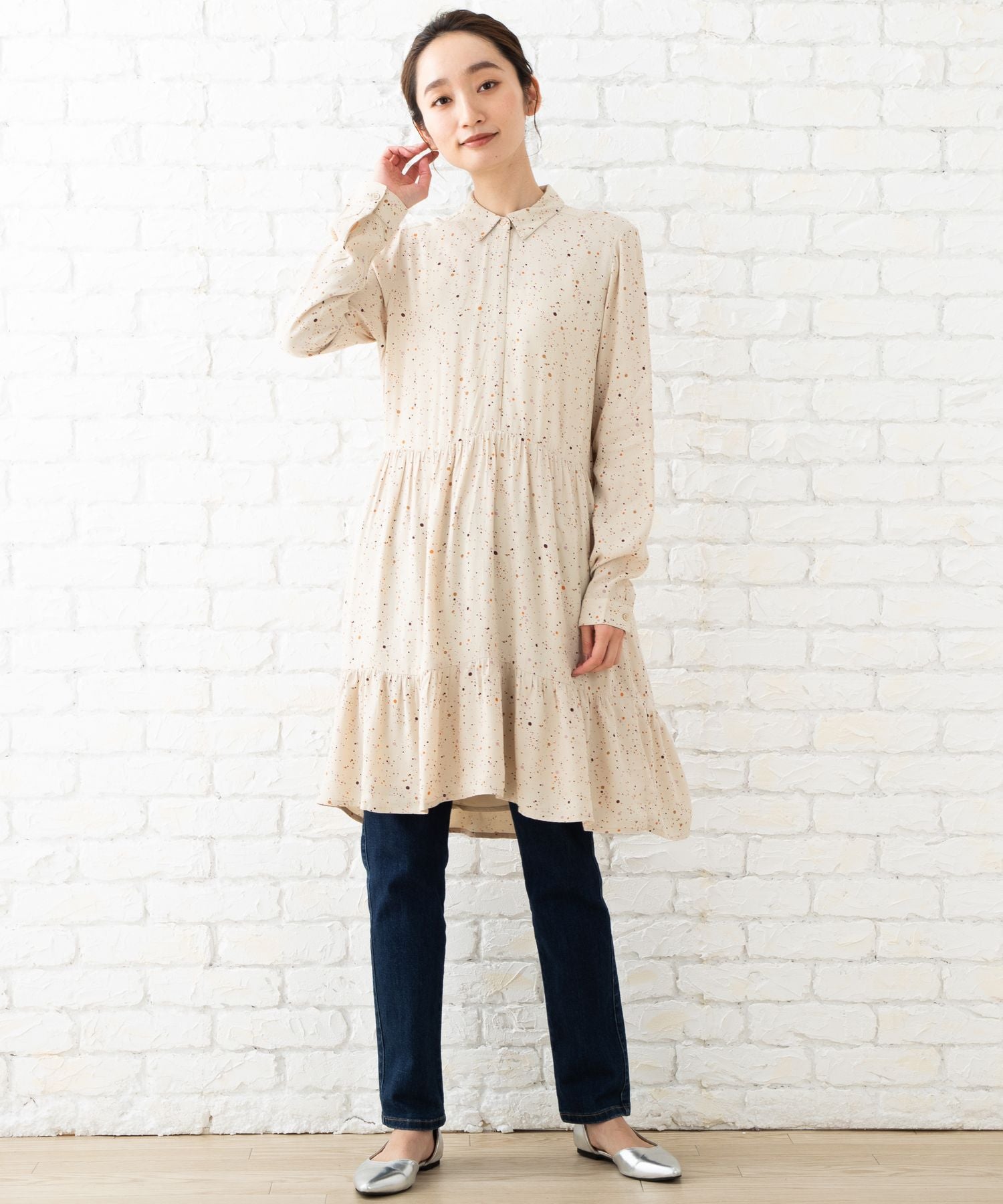 indi & cold カラフルドットワンピース