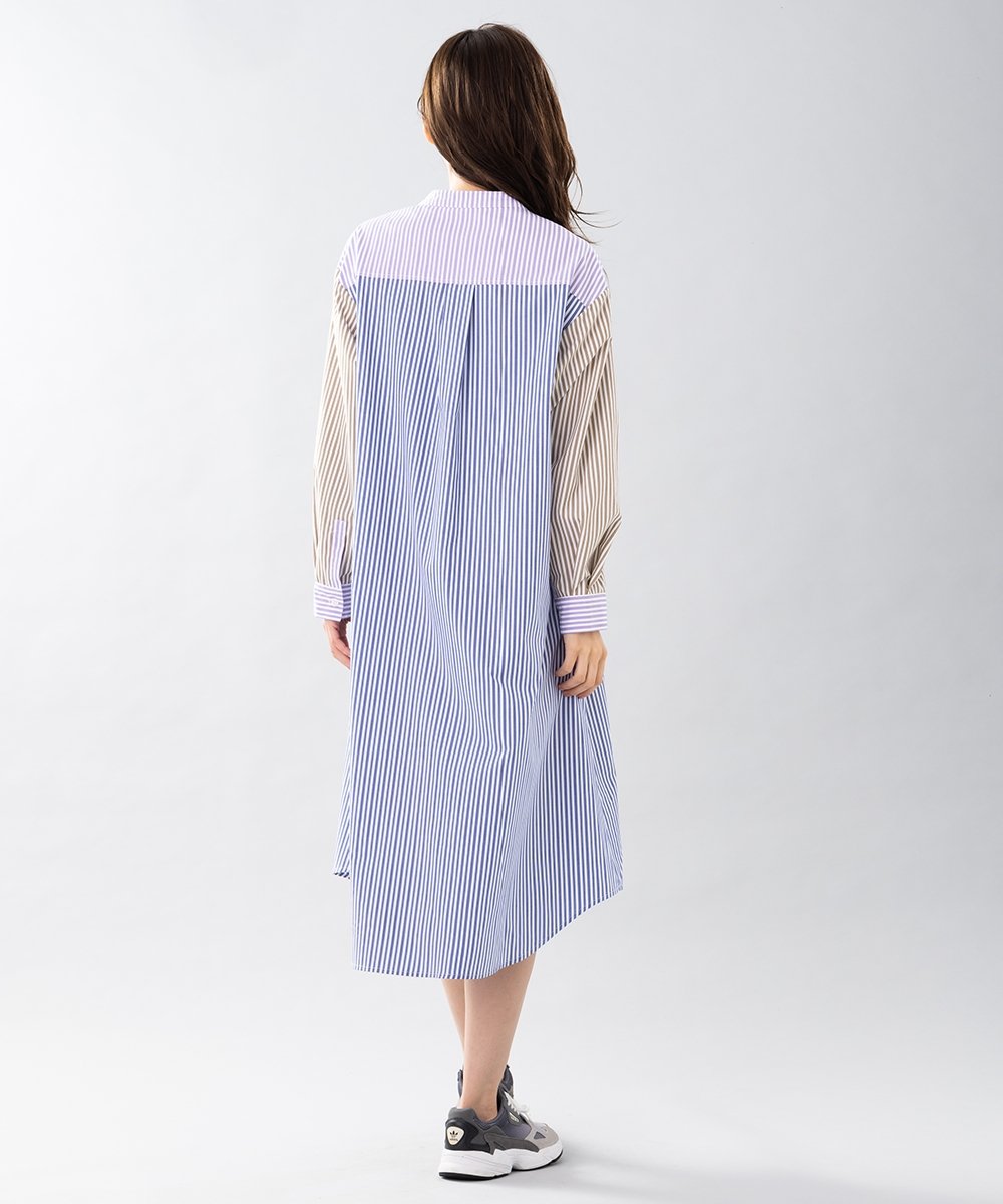 【大きいサイズ】 9号・15号・19号(M・3L・5L) FONTLAB カラフルストライプシャツワンピース - マインドウインド公式オンラインストア